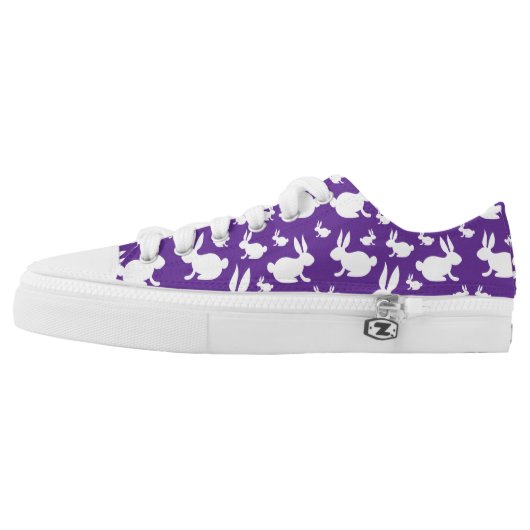 Purple White Bunny Rabbit Sneakers (Left Shoe Outside)