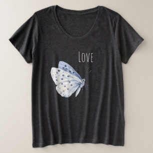 Purple White Butterfly Love Plus Size T-Shirt