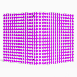 Purple White Checker Diamond Pattern 3 Ring Binder