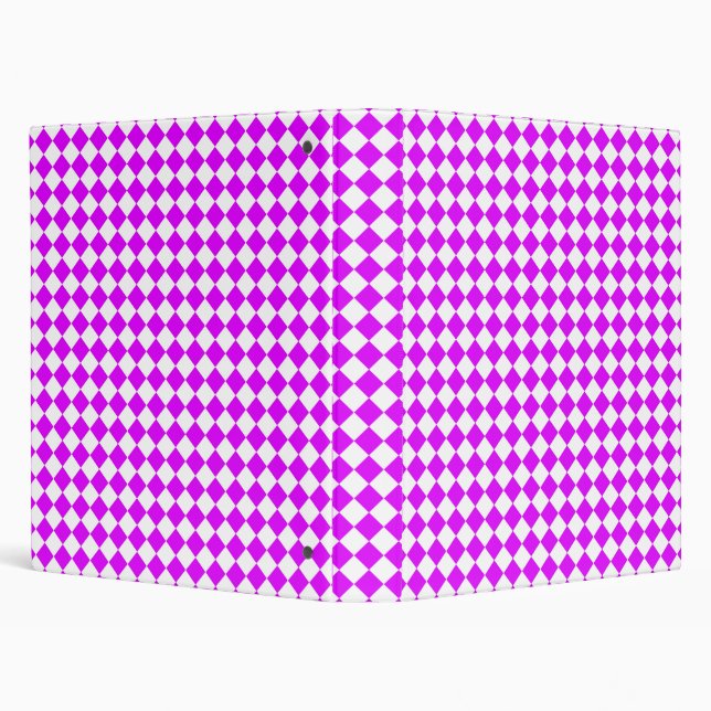 Purple White Checker Diamond Pattern 3 Ring Binder (Background)