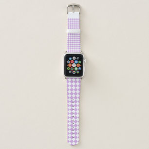 Purple White Checker Diamond Pattern Apple Watch Band