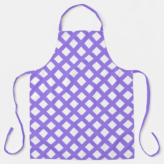 Purple White Checker Diamond Pattern Apron (Front)