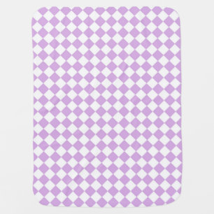 Purple White Checker Diamond Pattern Baby Blanket