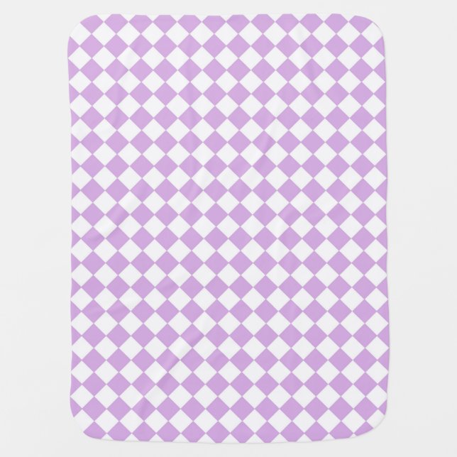 Purple White Checker Diamond Pattern Baby Blanket (Front)