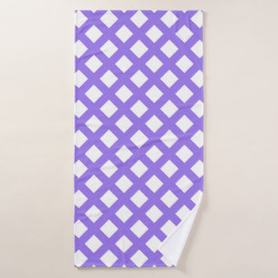 Purple White Checker Diamond Pattern Bath Towel