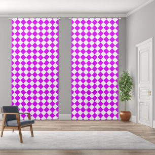Purple White Checker Diamond Pattern Blackout Curtains