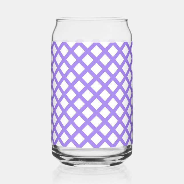 Purple White Checker Diamond Pattern Can Glass (Front)