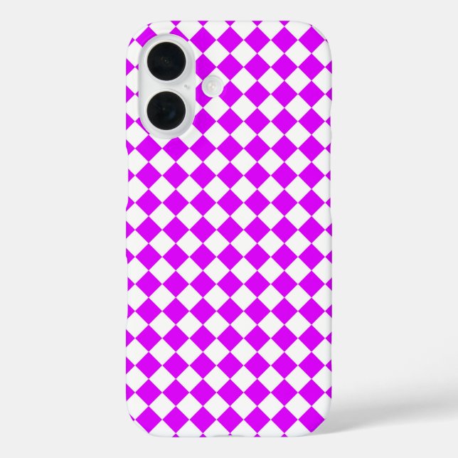 Purple White Checker Diamond Pattern Case-Mate iPhone Case (Back)