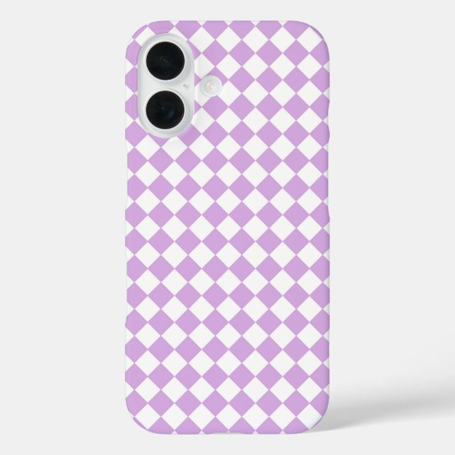 Purple White Checker Diamond Pattern Case-Mate iPhone Case (Back)