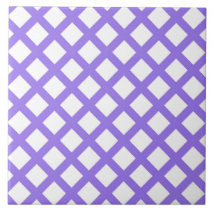 Purple White Checker Diamond Pattern Ceramic Tile