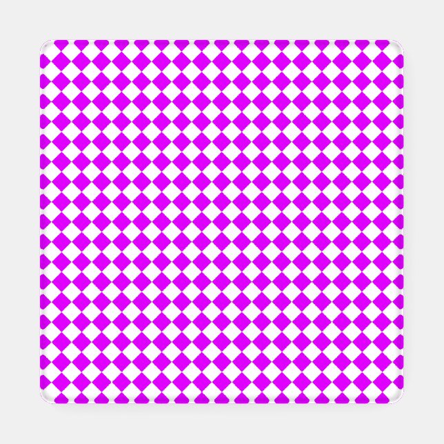 Purple White Checker Diamond Pattern Coaster Set (Single)