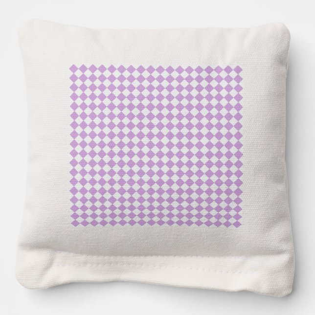 Purple White Checker Diamond Pattern Cornhole Bags (Front)