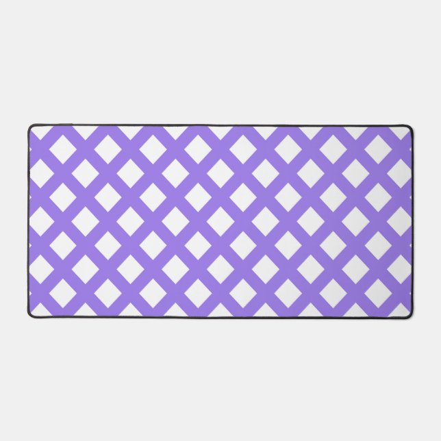 Purple White Checker Diamond Pattern Desk Mat (Front)
