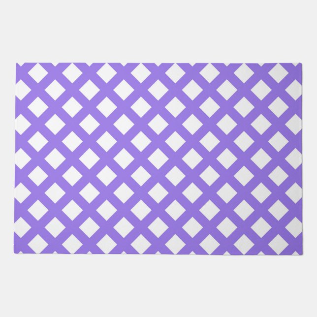Purple White Checker Diamond Pattern Doormat (Front)