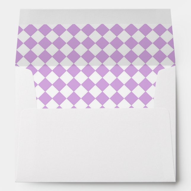 Purple White Checker Diamond Pattern Envelope (Back (Bottom))