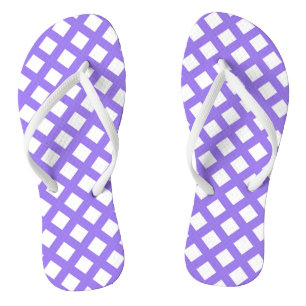 Purple White Checker Diamond Pattern Flip Flops