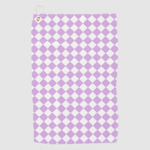 Purple White Checker Diamond Pattern Golf Towel