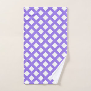 Purple White Checker Diamond Pattern Hand Towel