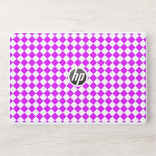 Purple White Checker Diamond Pattern HP Laptop Skin