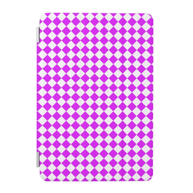 Purple White Checker Diamond Pattern iPad Mini Cover (Front)