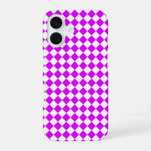 Purple White Checker Diamond Pattern iPhone 16 Case