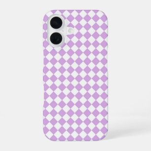 Purple White Checker Diamond Pattern iPhone 16 Case