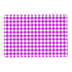 Purple White Checker Diamond Pattern Laminated Placemat