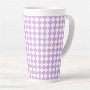 Purple White Checker Diamond Pattern Latte Mug