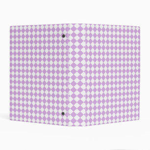 Purple White Checker Diamond Pattern Mini Binder