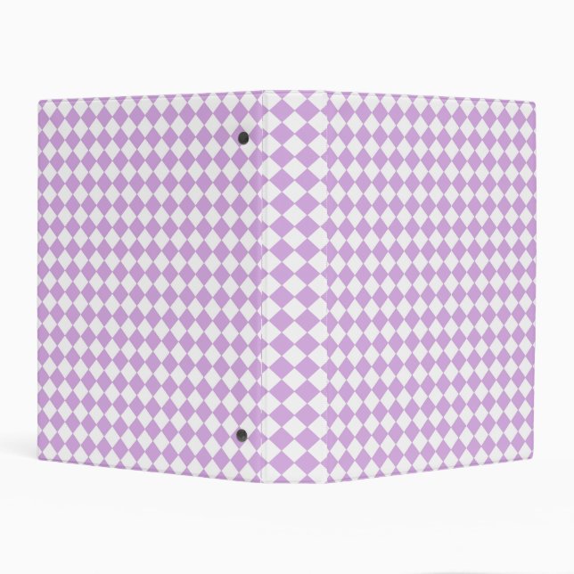 Purple White Checker Diamond Pattern Mini Binder (Background)