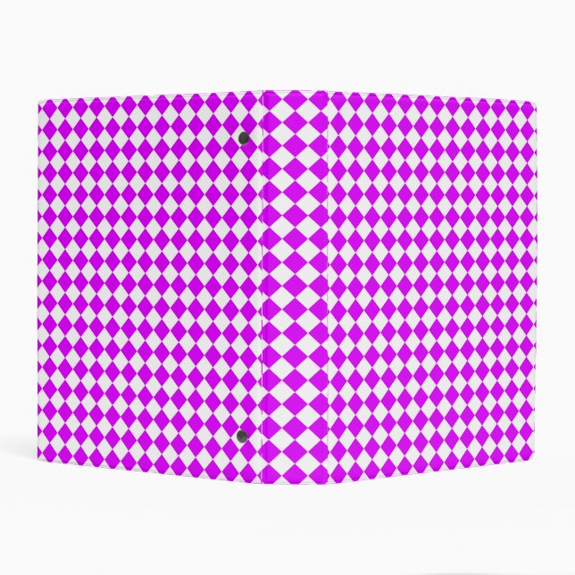 Purple White Checker Diamond Pattern Mini Binder (Background)