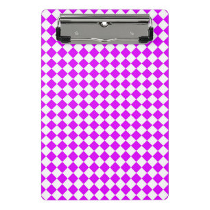 Purple White Checker Diamond Pattern Mini Clipboard