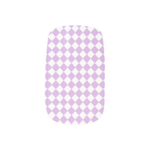 Purple White Checker Diamond Pattern Minx Nail Art