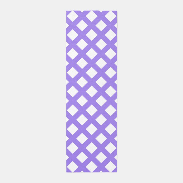 Purple White Checker Diamond Pattern Outdoor Rug (Front (Vertical))