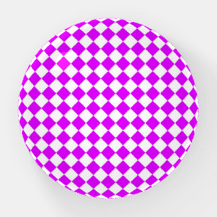 Purple White Checker Diamond Pattern Paperweight