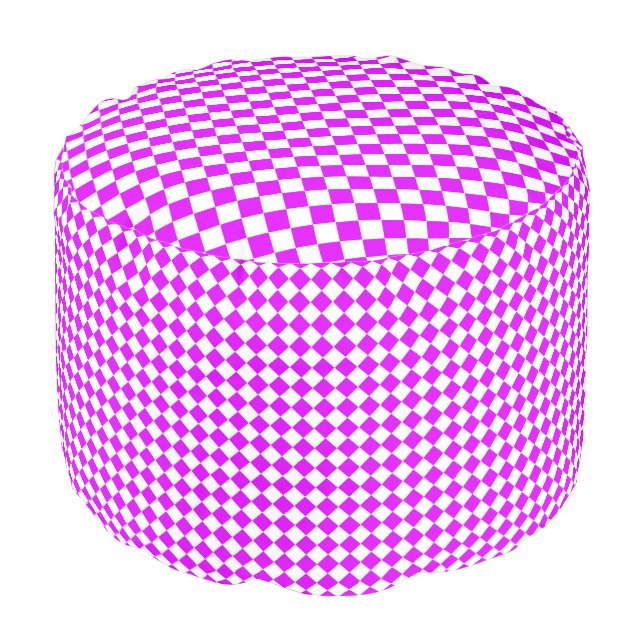 Purple White Checker Diamond Pattern Pouf (Angled Front)