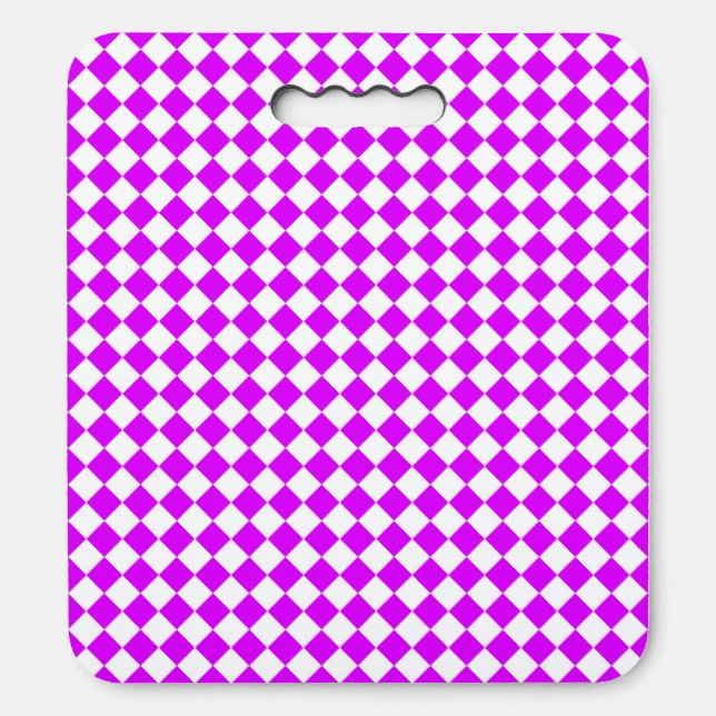 Purple White Checker Diamond Pattern Seat Cushion (Front Vertical)