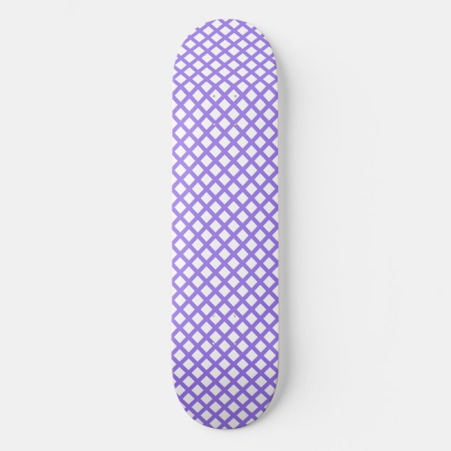 Purple White Checker Diamond Pattern Skateboard (Front)