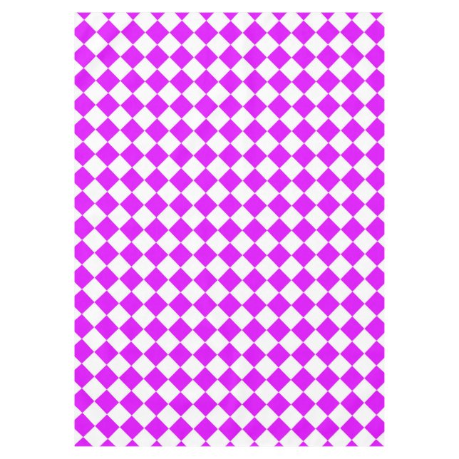 Purple White Checker Diamond Pattern Tablecloth (Front)