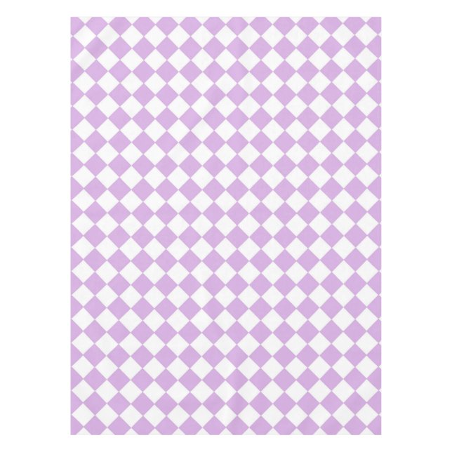 Purple White Checker Diamond Pattern Tablecloth (Front)