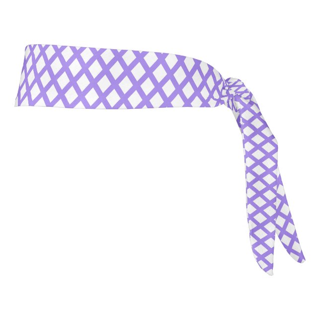 Purple White Checker Diamond Pattern Tie Headband (Rotate 90)
