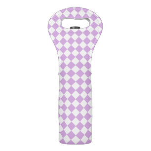 Purple White Checker Diamond Pattern Wine Bag