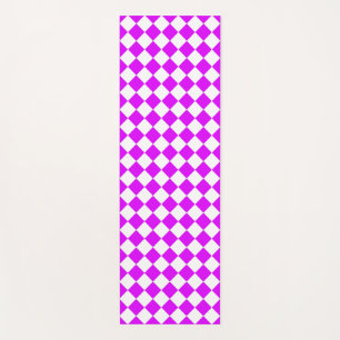 Purple White Checker Diamond Pattern Yoga Mat