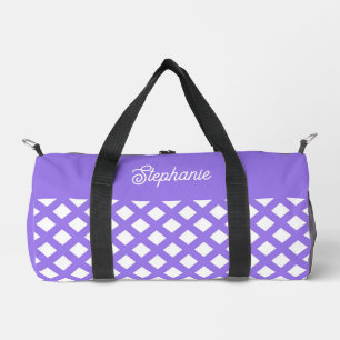 Purple White Checker Diamond Personalize Small Duffle Bag