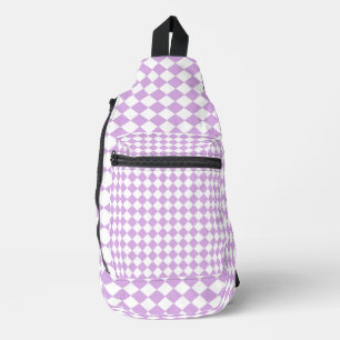 Purple White Checker Pattern Sling Bag