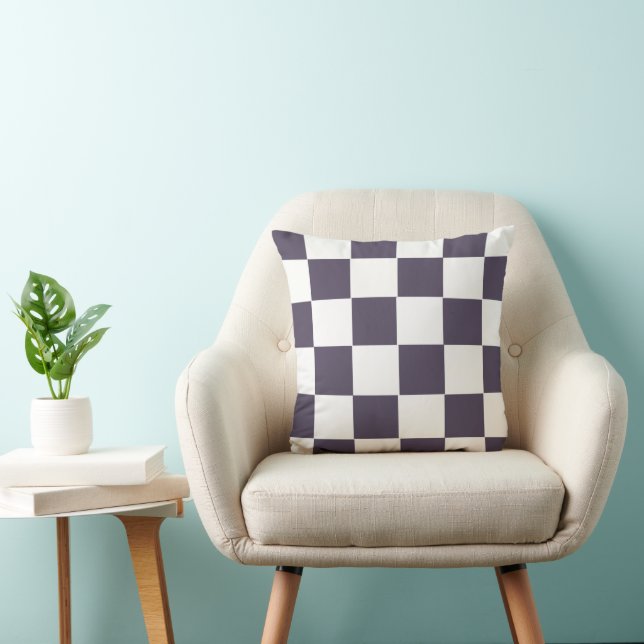 Purple White Checkerboard  Throw Pillow (Chair)