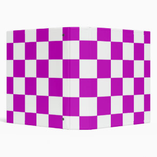 Purple White Checkered Check Pattern 3 Ring Binder
