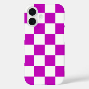 Purple White Checkered Check Pattern iPhone 16 Case
