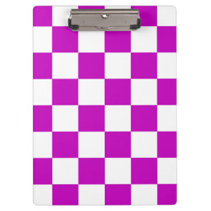 Purple White Checkered Check Pattern Clipboard