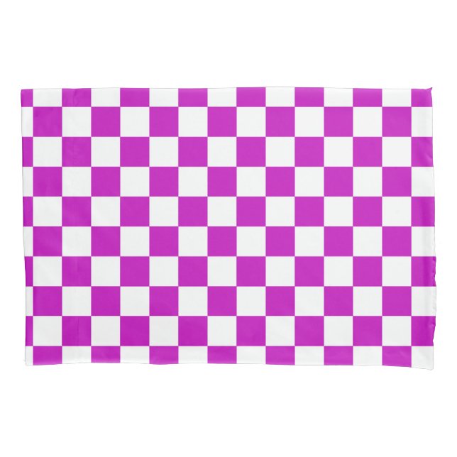 Purple White Checkered Check Pattern Pillow Case (Front)